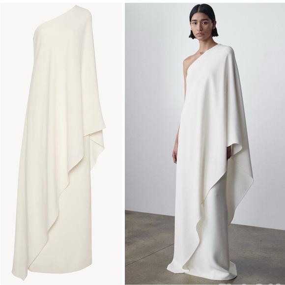 Sparrow Draped One-Shoulder Silk Gown Long Dress in White - Picture 2 of 14